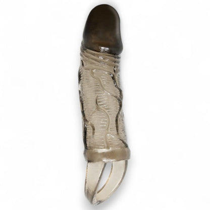 Manșon realist pentru penis PRETTY LOVE Brayden, pentru extensie și îngroșare, lungime 13.5cm, negru transparent