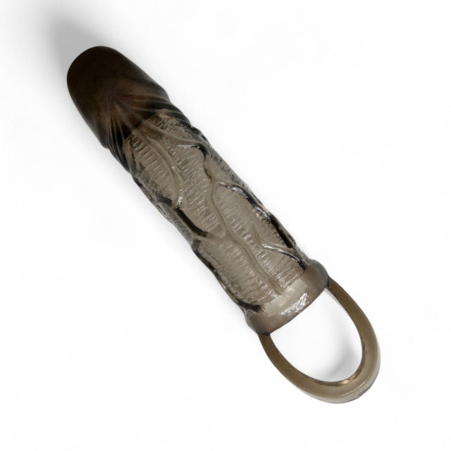 Manșon realist pentru penis PRETTY LOVE Brayden, pentru extensie și îngroșare, lungime 13.5cm, negru transparent