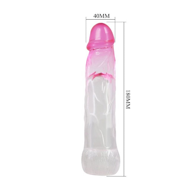Manșon realist PRETTY LOVE Neron, pentru extensia și îngroșarea penisului, din TPR , 18 cm, culoare roz