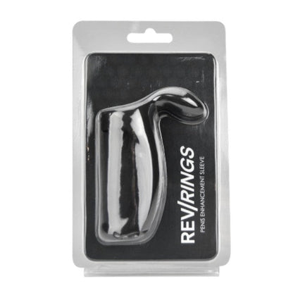 Manșon REV RINGS Penis Enhancement Sleeve, pentru îngroșarea penisului, cu capăt pentru stimularea clitorisului, negru