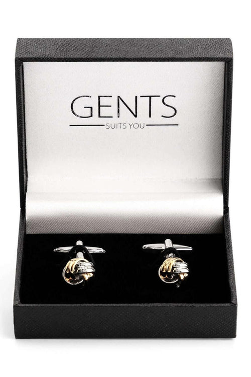 Manchetknopen knot zilver-goud in elegante geschenkdoos van GENTS.