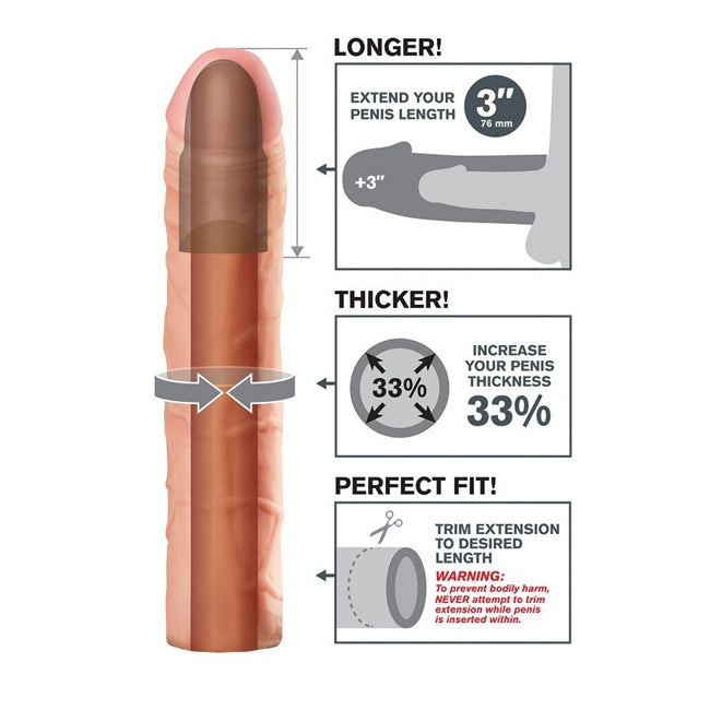 Manson FANTASY X-Tensions - Perfect 3" Extension, pentru extensia penisului, culoarea pielii
