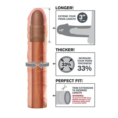 Manson FANTASY X-Tensions - Perfect 3" Extension, pentru extensia penisului, culoarea pielii
