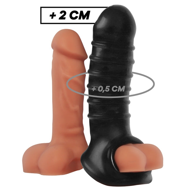 Manson VIRILXL - V15 pentru extensia penisului, din silicon, 13.5 cm, negru