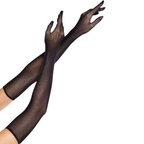 Mănuși erotice LEG AVENUE Opera, din plasă elastică, design vintage, culoare negru