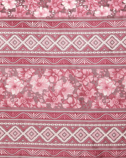 Indiehaat | Kashmiri Silk Printed Saree Maroon & Deep Pink