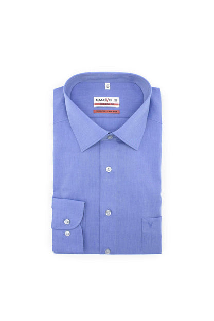 Marvelis modern-fit denim blauw ademend katoenen overhemd in denim-stijl.