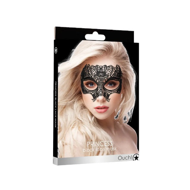 Mască OUCH! Princess Black Lace, pentru jocuri erotice, din dantelă, culoare negru, mărime universală