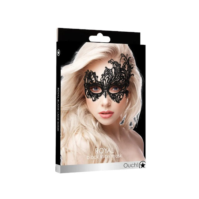Mască OUCH! Royal Black Lace, pentru jocuri erotice, din dantelă, culoare negru, mărime universală