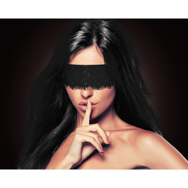Mască pentru ochi OUCH! Mystere Lace Mask, pentru jocuri erotice BDSM, mărime universală, culoare negru