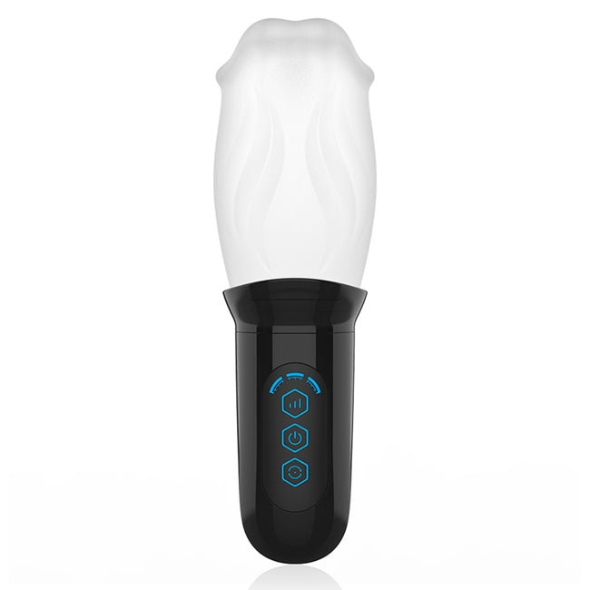 Masturbator automat JAMYJOB Spinjob, cu 3 funcții de rotație 360°, interior texturat pentru simulare sex oral, negru cu alb