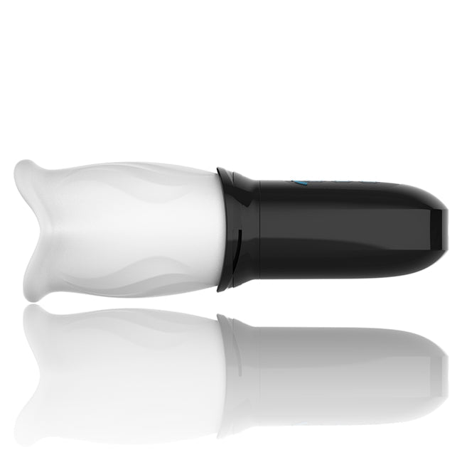 Masturbator automat JAMYJOB Spinjob, cu 3 funcții de rotație 360°, interior texturat pentru simulare sex oral, negru cu alb