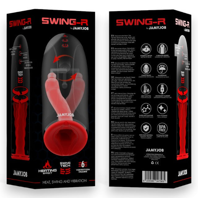 Masturbator automat JAMYJOB Swing-R, cu 3 moduri de oscilație, 6 funcții de vibrație, funcție de încălzire, culoare negru