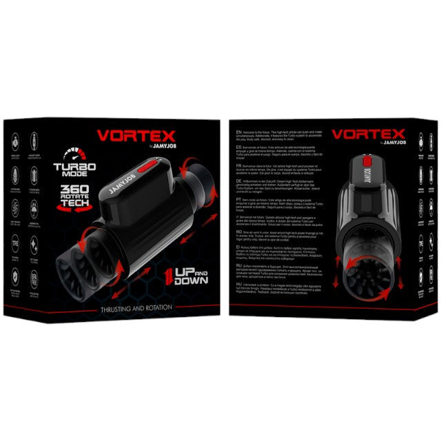 Masturbator automat JAMYJOB VORTEX, 10 funcții de rotație 360°, 10 funcții de penetrare automată, rezistent la apă, negru