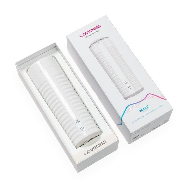 Masturbator automat LOVENSE Max 2, control prin aplicație, funcție de contracții 360º, vibrații nelimitate, silențios, alb