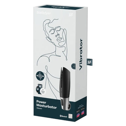 Masturbator automat SATISFYER Power Masturbator, control prin aplicație, rezistent la apă IPX7, negru