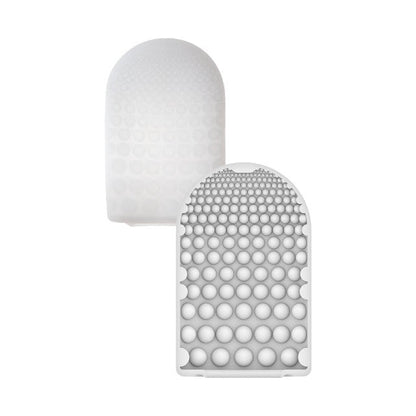 Masturbator de unică folosință TENGA Pocket Click Ball, din TPE cu textură sferică pentru stimulare unică, alb