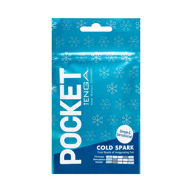 Masturbator de unică folosință TENGA Pocket Cold Spark, cu efect ușor de răcire, din TPE texturat pentru stimulare, alb
