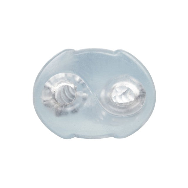 Masturbator dublu CALEXOTICS Cyclone Dual Ribbed Stroker XL, din TPE, cu texturi variate, lungime 24.25 cm, transparent