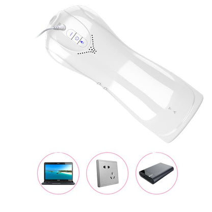 Masturbator interactiv B-SERIES Foxshow, cu funcție de sunet, 7 funcții de pulsații, 7 funcții de vibrație, 22.8 cm, alb