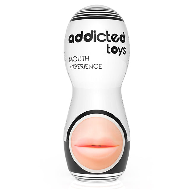 Masturbator manual ADDICTED TOYS Mouth Experience, pentru simulare realistă sex oral, material TPE, alb