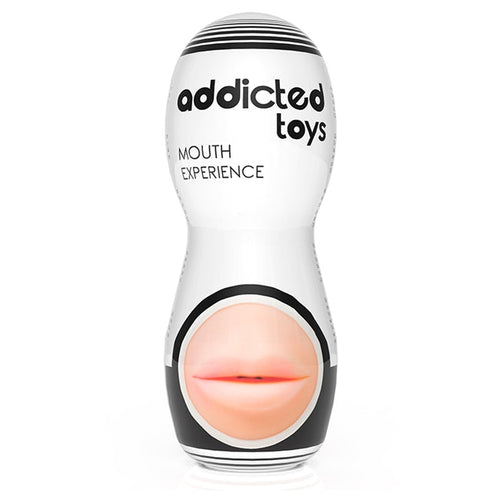 Masturbator manual ADDICTED TOYS Mouth Experience, pentru simulare realistă sex oral, material TPE, alb