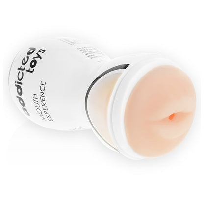 Masturbator manual ADDICTED TOYS Mouth Experience, pentru simulare realistă sex oral, material TPE, alb