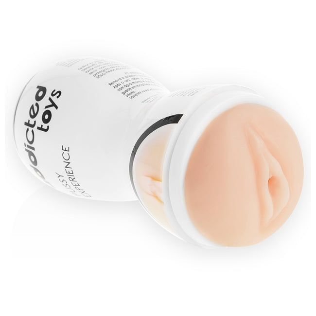 Masturbator manual ADDICTED TOYS Pussy Experience, simulare vaginală realistă, material TPE, alb