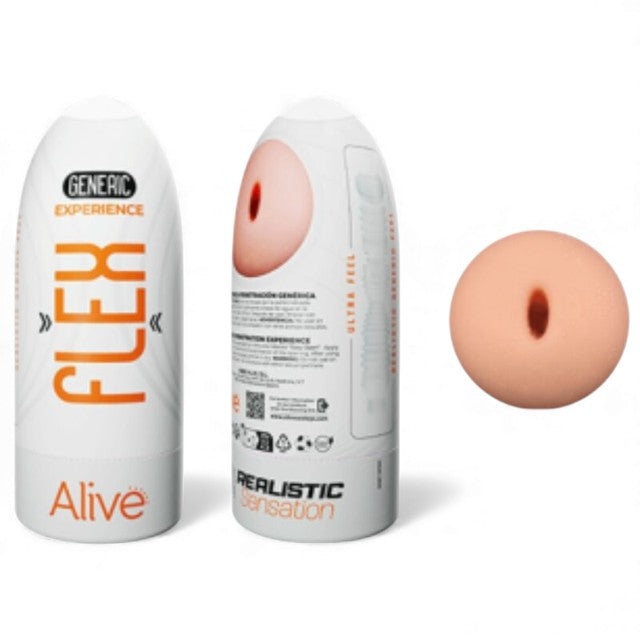 Masturbator manual ALIVE Flex Generic, interior cu texturi multiple, culoarea pielii, 16 cm