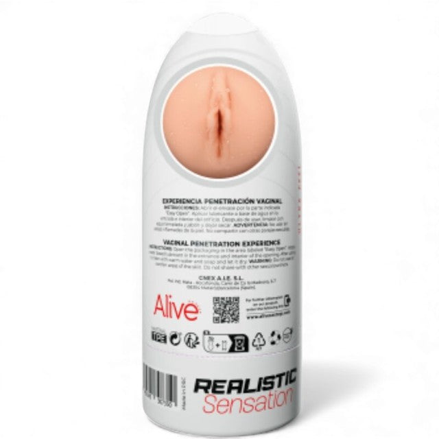 Masturbator manual ALIVE Flex Vaginal, texturat pentru simulare vaginală realistă, culoarea pielii, 16 cm
