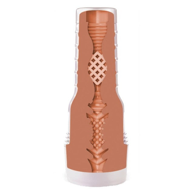Masturbator manual FLESHLIGHT GIRLS Autumn Falls, canal texturat pentru simulare vaginală realistă, lungime 25 cm, alb