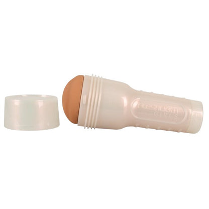 Masturbator manual FLESHLIGHT GIRLS Autumn Falls, canal texturat pentru simulare vaginală realistă, lungime 25 cm, alb