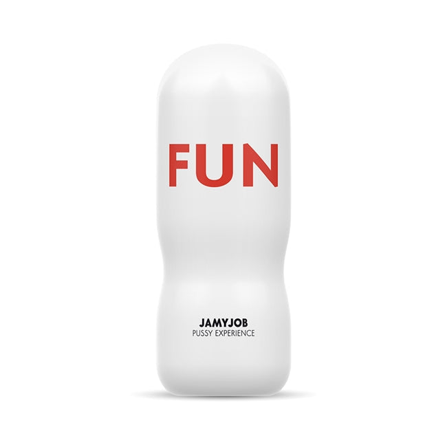 Masturbator manual JAMYJOB FUN, interior texturat pentru simulare vaginală realistă, material TPE, alb