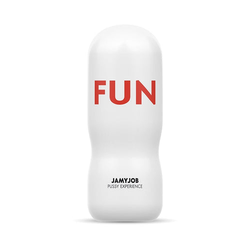 Masturbator manual JAMYJOB FUN, interior texturat pentru simulare vaginală realistă, material TPE, alb