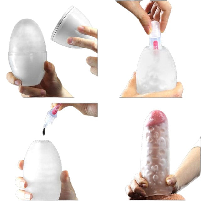 Masturbator manual LOVETOY Training Master Stamina Nodules, din TPE transparent, în formă de ou, lungime 13 cm (roșu)