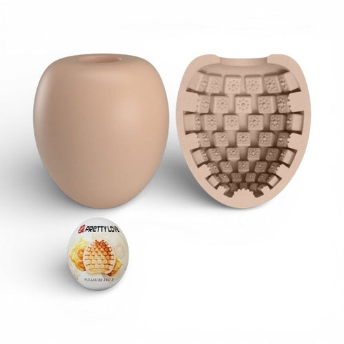 Masturbator manual PRETTY LOVE Pleasure Egg 2, interior texturizat, din TPR, culoarea pielii, în formă de ou