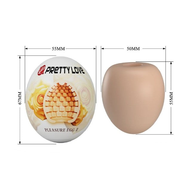 Masturbator manual PRETTY LOVE Pleasure Egg 2, interior texturizat, din TPR, culoarea pielii, în formă de ou