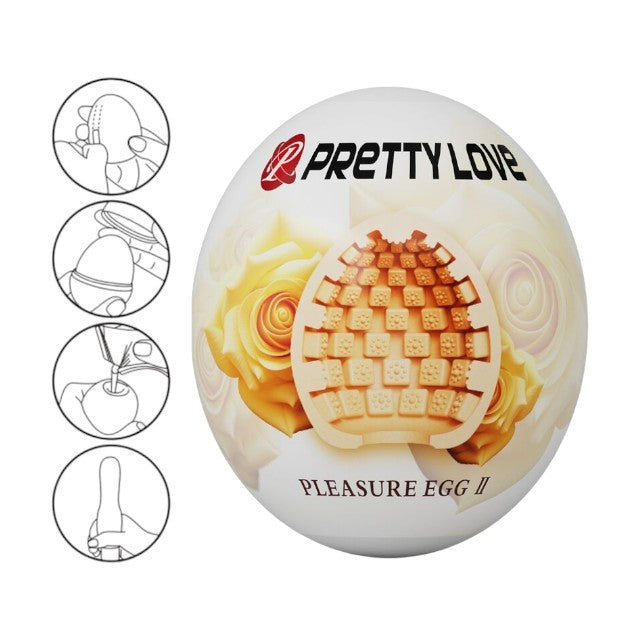 Masturbator manual PRETTY LOVE Pleasure Egg 2, interior texturizat, din TPR, culoarea pielii, în formă de ou