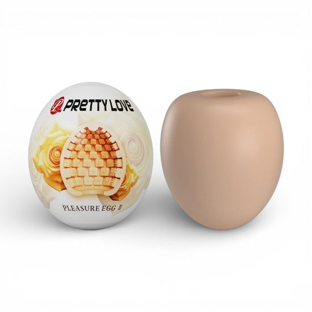 Masturbator manual PRETTY LOVE Pleasure Egg 2, interior texturizat, din TPR, culoarea pielii, în formă de ou