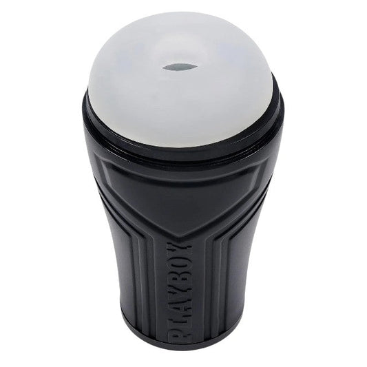Masturbator PLAYBOY The Urge Small, din TPE texturat pentru stimulare intensă, rezistent la apă, lungime 17 cm, negru