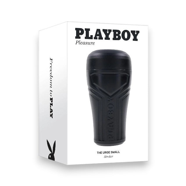 Masturbator PLAYBOY The Urge Small, din TPE texturat pentru stimulare intensă, rezistent la apă, lungime 17 cm, negru
