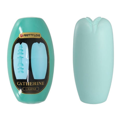Masturbator PRETTY LOVE Catherine CASPAR, în formă de ou, simulare vaginală realistă, rezistent la apă, 8.5 cm, verde aqua