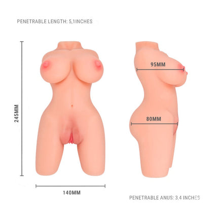 Masturbator realistic cu sâni INTENSE Jesse, simulare texturată vaginală și anală, din TPE, culoarea pielii