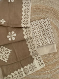 Indiehaat | Applique Cotton Suit (T+B+D) Brown