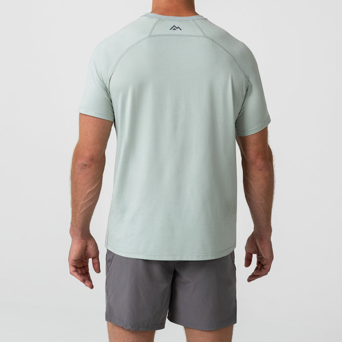 The REP Fitness Men's Aerix Tee in Heather Aqua Gray back