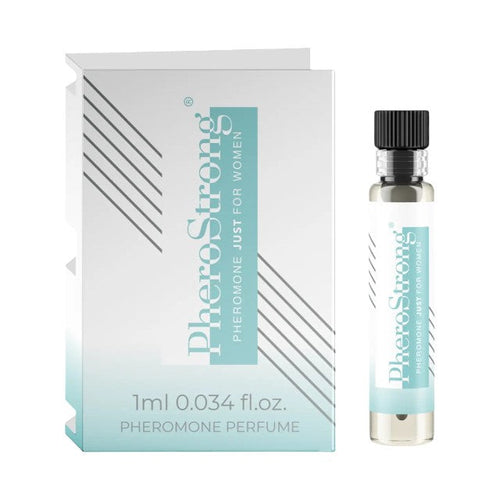 Mostră parfum cu feromoni PHEROSTRONG Just For Women, pentru femei, note de zambilă, iasomie și ambră, 1 ml