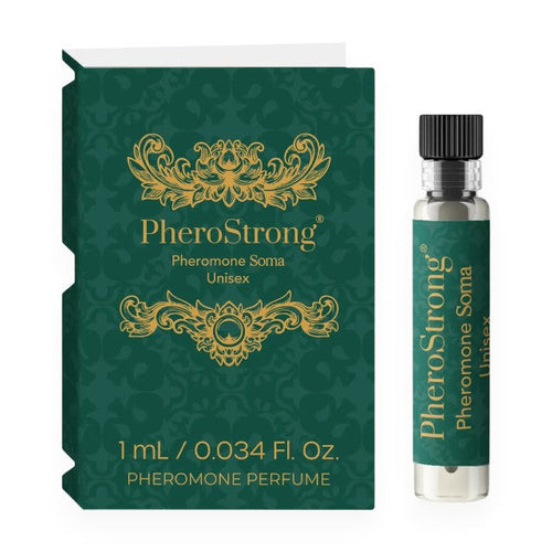 Mostră parfum cu feromoni PHEROSTRONG Soma, unisex, cu note de tutun, cafea neagră și lemn de santal, 1 ml