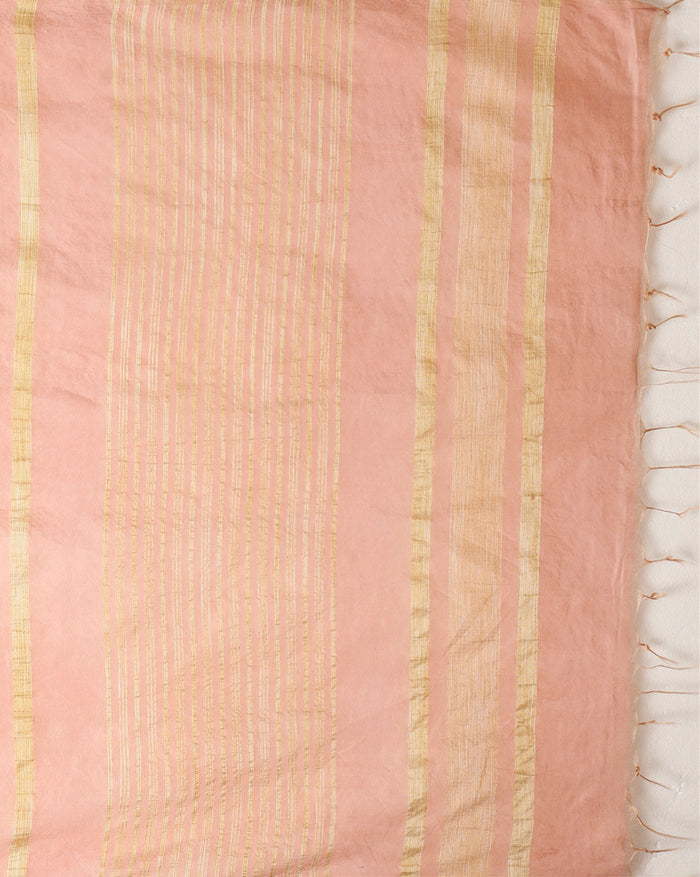 Indiehaat | Kota Silk Hand Dyed Plain Saree Peach