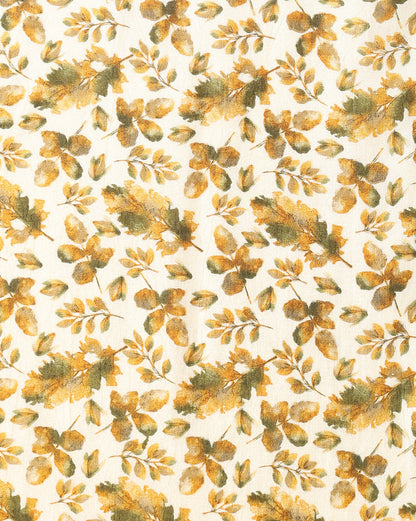 Indiehaat | Kashmiri Silk Printed Saree White & Mustard Y