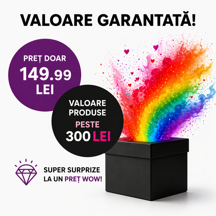 Mystery Box Intimax "Hai să ne jucăm" și să explorăm!, cutie cu produse surpriză pentru cupluri